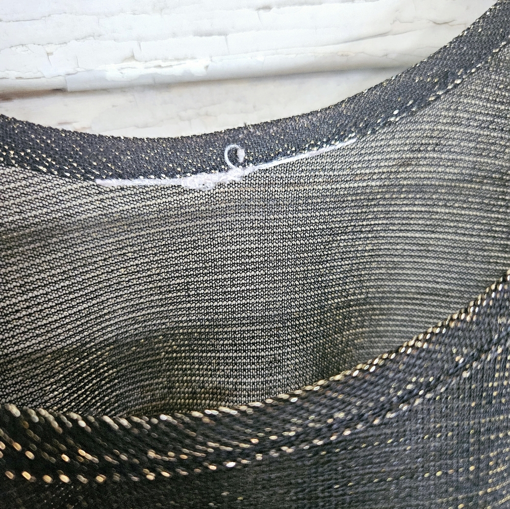 Vintage 90s Sheer Black Tank Top With Gold Sparkle Medium - Picture 5 of 9